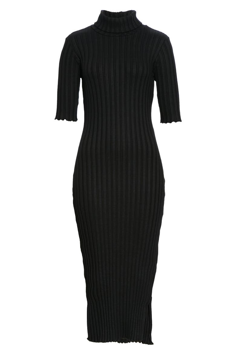 RIB by Simon Miller Novo Turtleneck Midi Dress, Alternate, color, BLACK