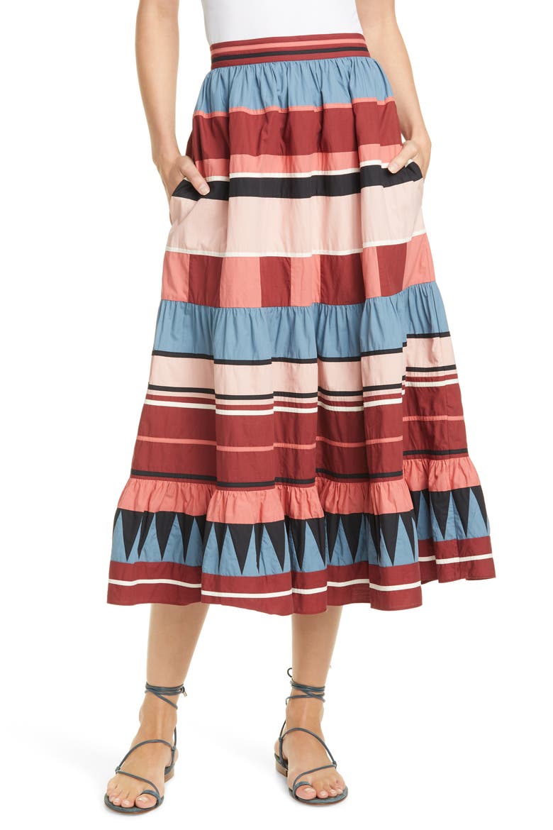Simi Stripe Skirt, Main, color, ROSE