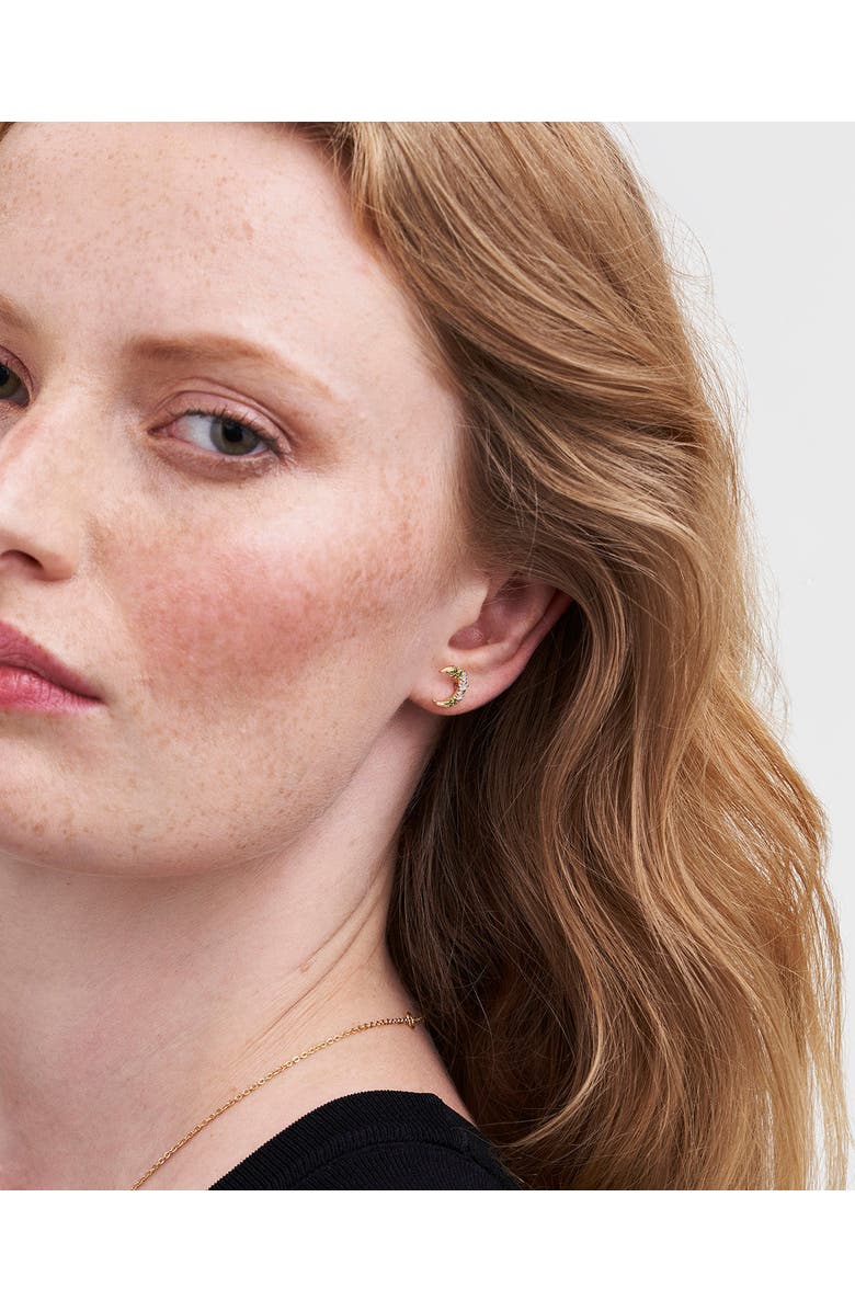 Fable England Nightshade Moon Gold Stud Earrings, Alternate, color, Gold