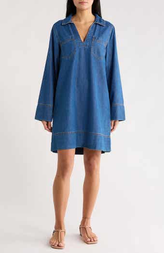 Habitual Long Sleeve Popover Denim Minidress