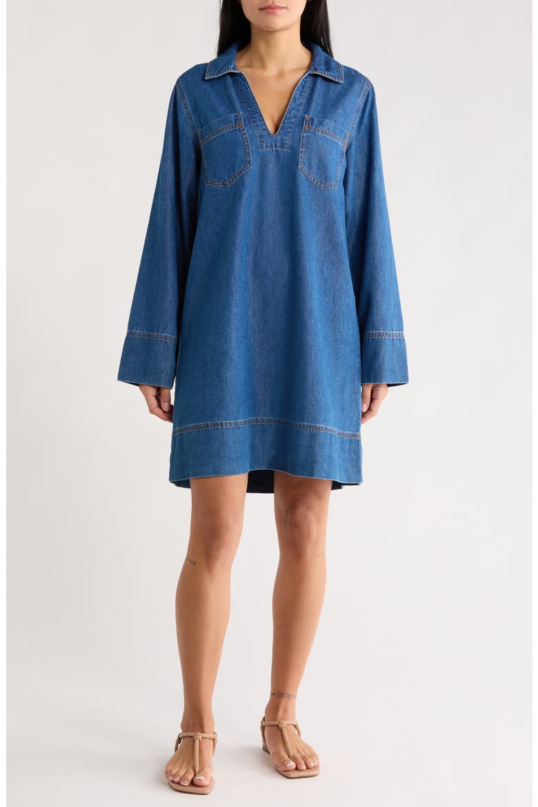 habitual denim dress Belted Minidress in Glacier at Nordstrom, Size Medium line silhouette and a polished round neckline Habitual Kids Girls' Puff Sleeve