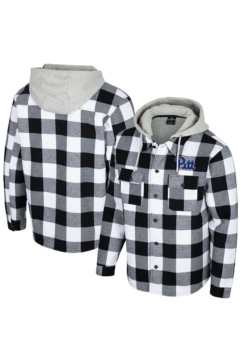 Men's Colosseum Black/White Pitt Panthers Buffalo Plaid Full-Zip Jacket, Main, color, Black