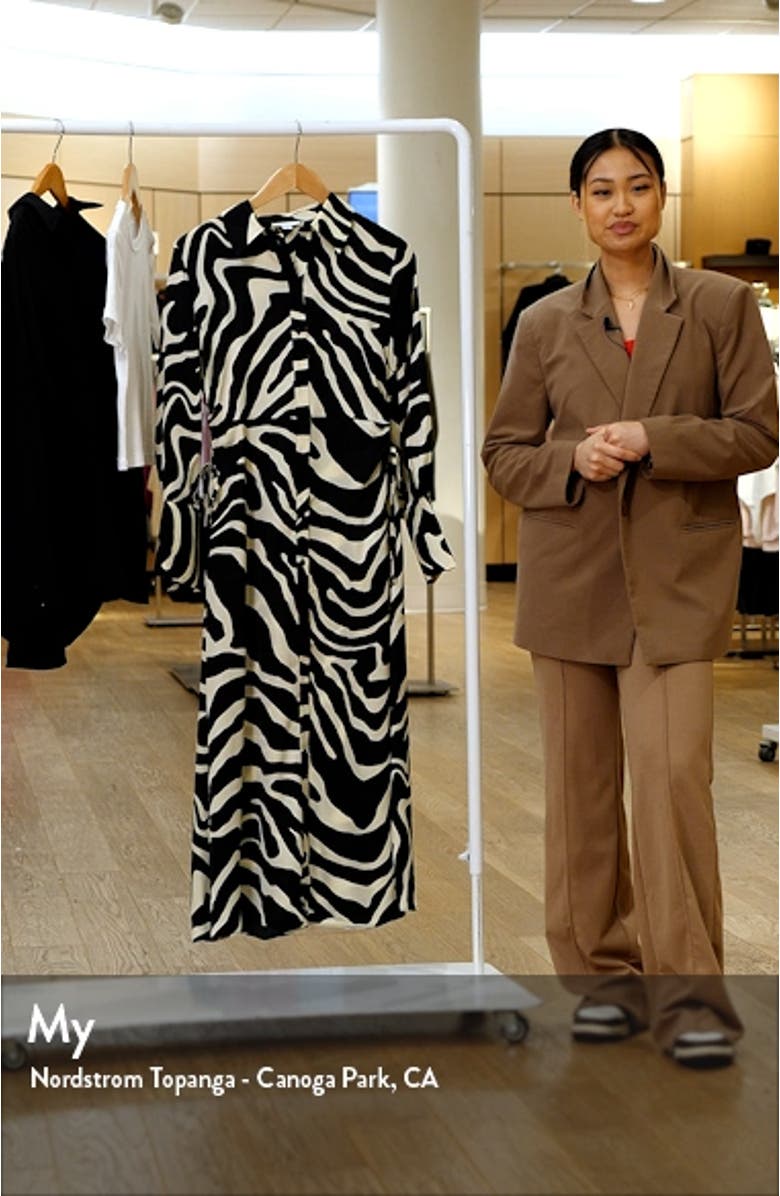 Ruched Side Long Sleeve Midi Shirtdress, sales video thumbnail