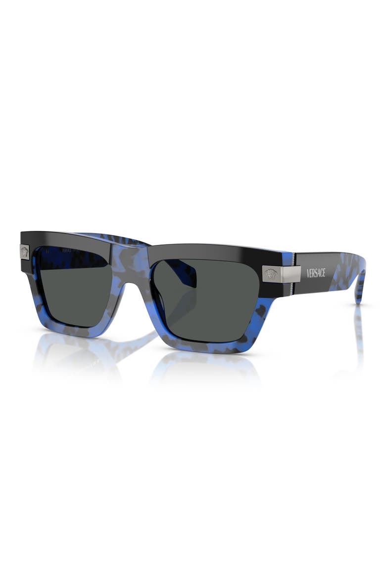 55mm Plaque Rectangular Sunglasses, Alternate, color, HAVANA BLUE