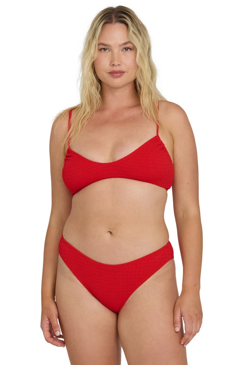 Rising Tide Textured Bikini Top, Alternate, color, FIESTA RED