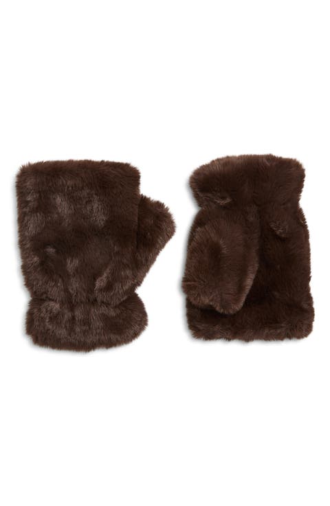 Faux Fur Fingerless Mittens