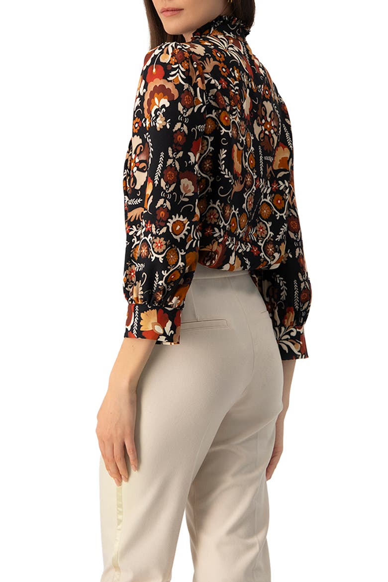 Printed Long Sleeve Shirt, Alternate, color, Multi-Brown