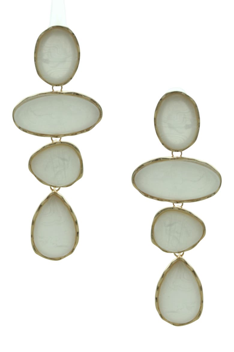 Stepping Stone Drop Earrings, Main, color, GOLD / WHITE