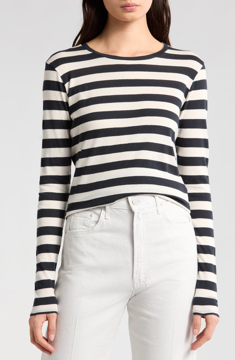 Nili Lotan Stripe Long Sleeve Cotton T-Shirt, Main, color,