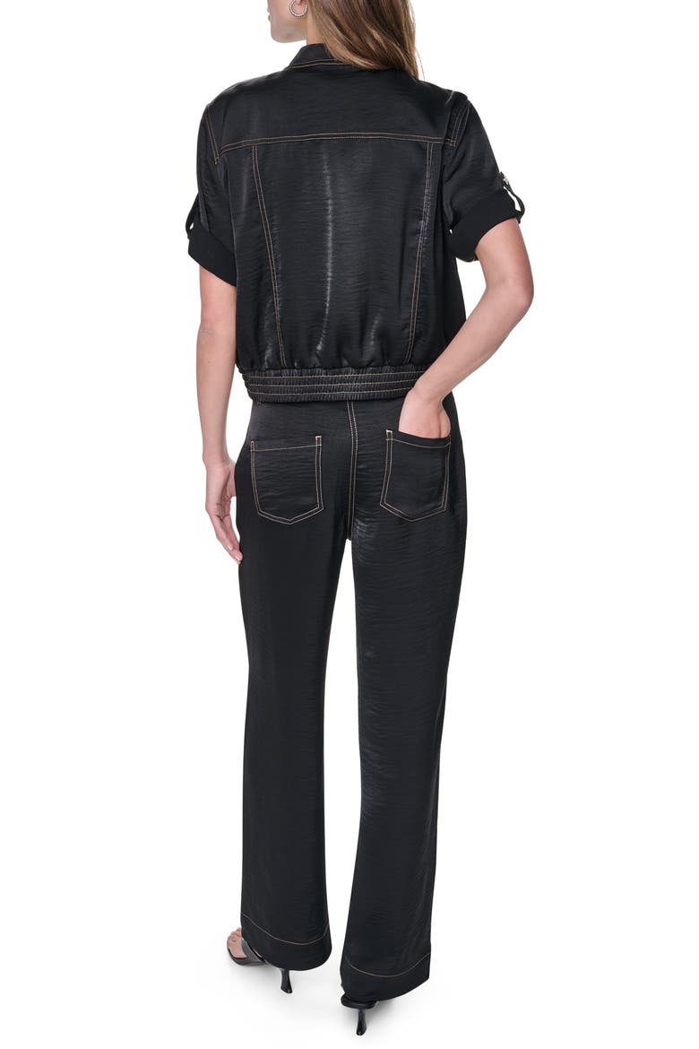 Contrast Stitch Bomber Jacket, Alternate, color, BLACK