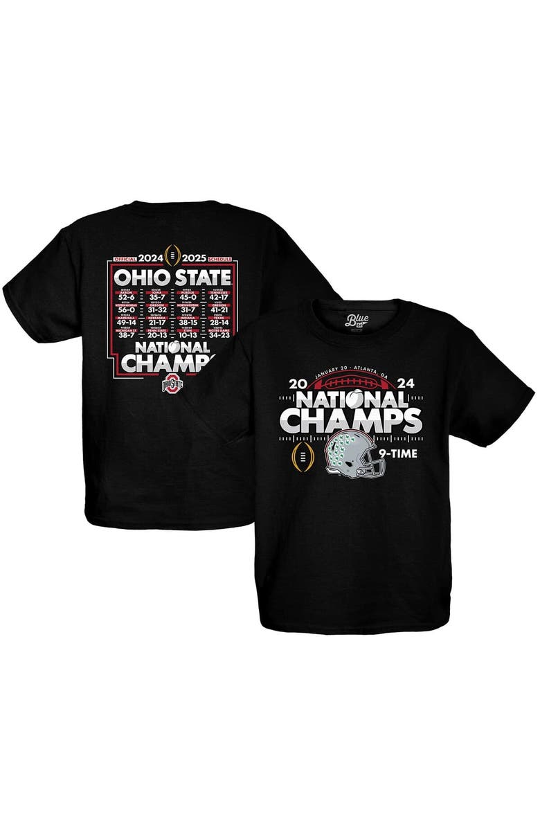 BLUE 84 Youth Blue 84 Black Ohio State Buckeyes College Football Playoff 2024 National Champions Schedule T-Shirt, Alternate, color, 