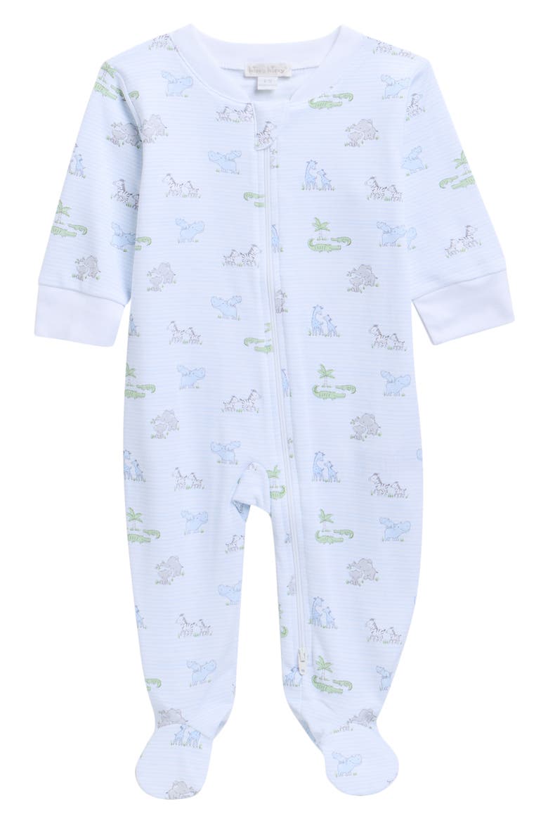 Animal Print Pima Cotton Footie, Main, color, MULTI BLUE