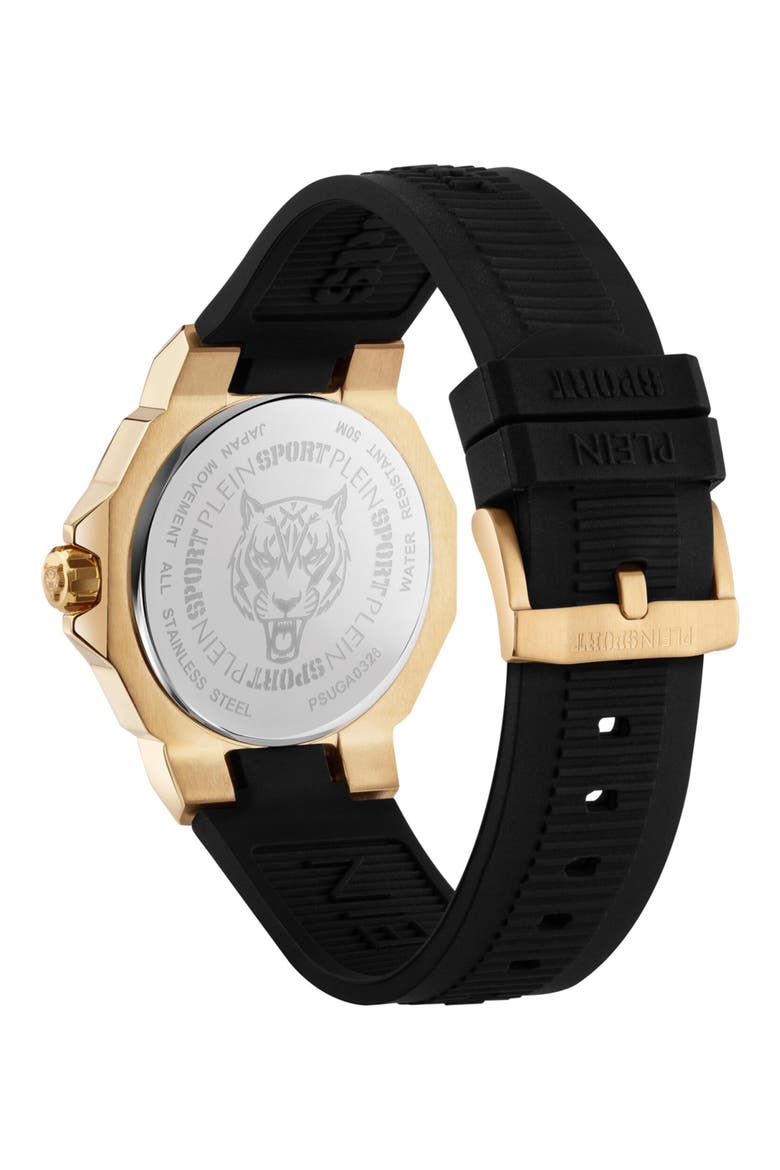 Titan Silicone Strap Watch, 44mm, Alternate, color, BLACK/ GOLD