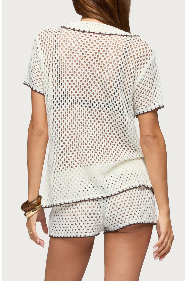Rocca Crochet Button-Up Shirt, Alternate, color, CREAM