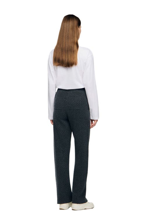 Sandro Knit Rhinestone-covered Trousers In Blue