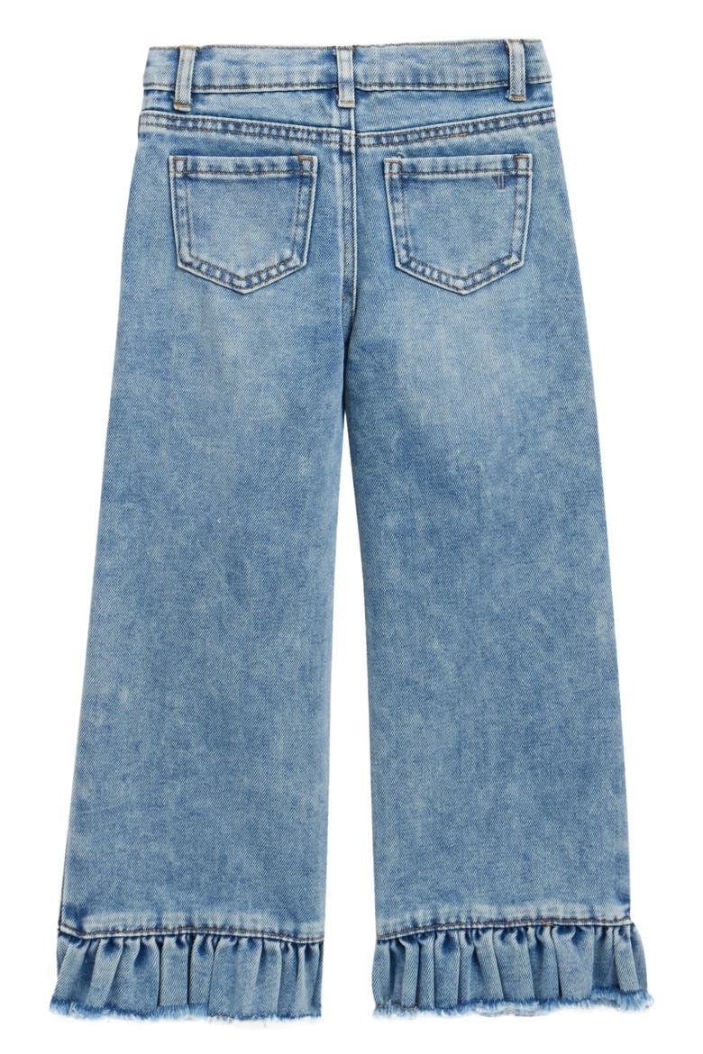 Kids' Ruffle Hem Wide Leg Jeans, Alternate, color, INDIGO