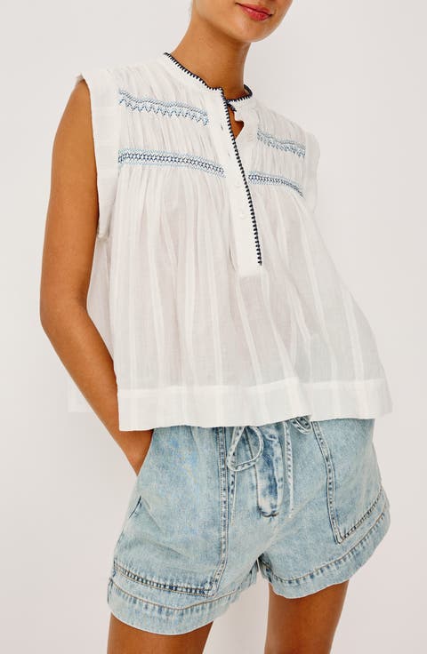 Willow Embroidered Detail Cotton Top