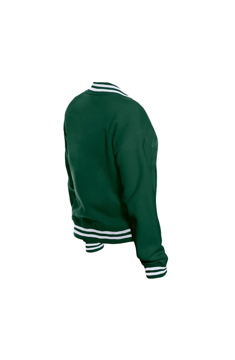 New Era Women's New Era Green Green Bay Packers Throwback Fleece Full-Snap Jacket, Alternate, color, Green