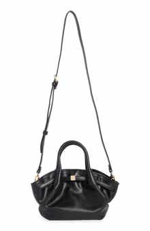 Faux Leather Top Handle Crossbody Bag