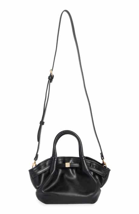 Faux Leather Top Handle Crossbody Bag