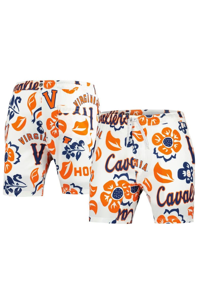 Wes & Willy Men's Wes & Willy  White Virginia Cavaliers Vault Tech Swimming Trunks, Main, color, 