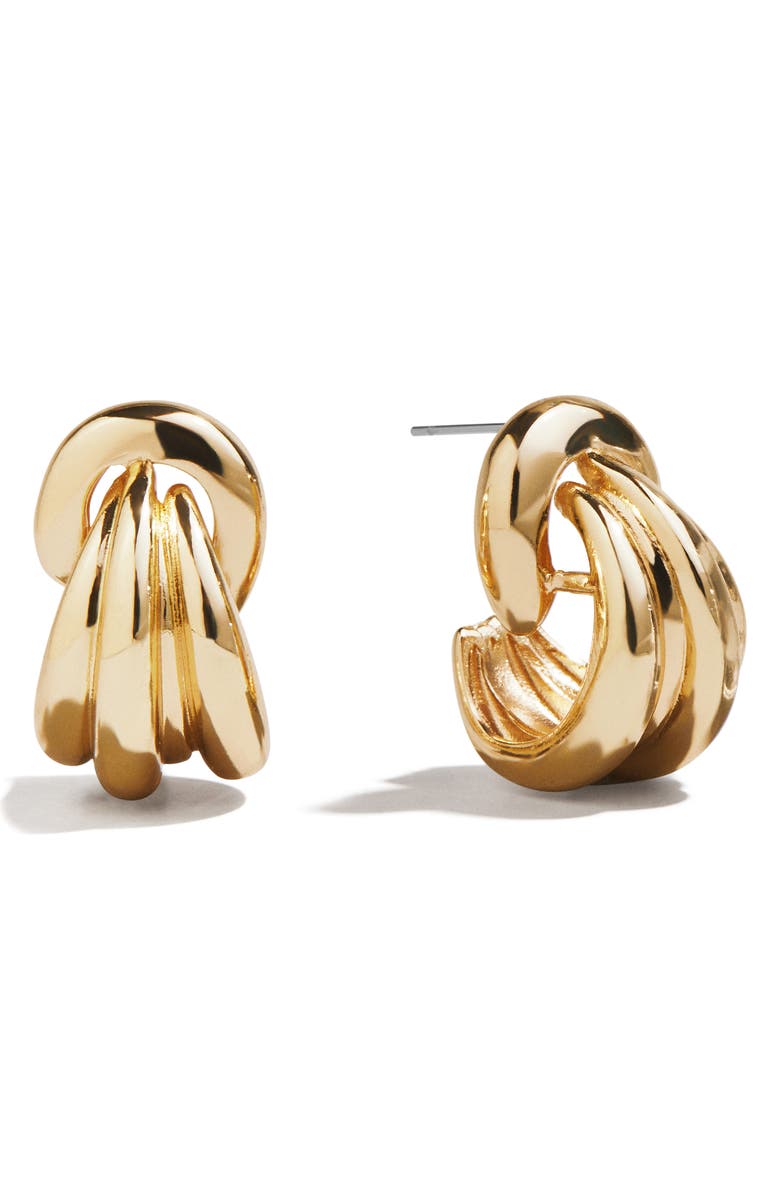 BaubleBar Linda Triple Row Huggie Hoop Earrings, Main, color, Gold