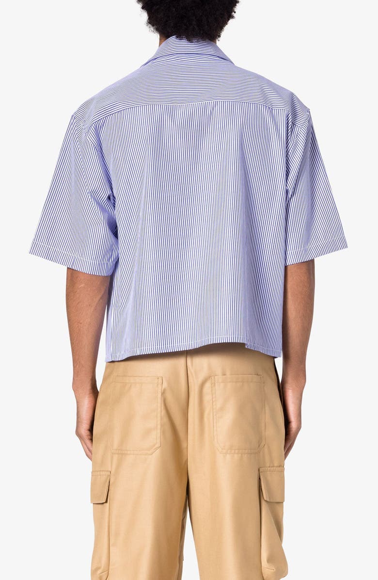 mnml Oversize Crop Stripe Short Sleeve Button-Up Shirt, Alternate, color,