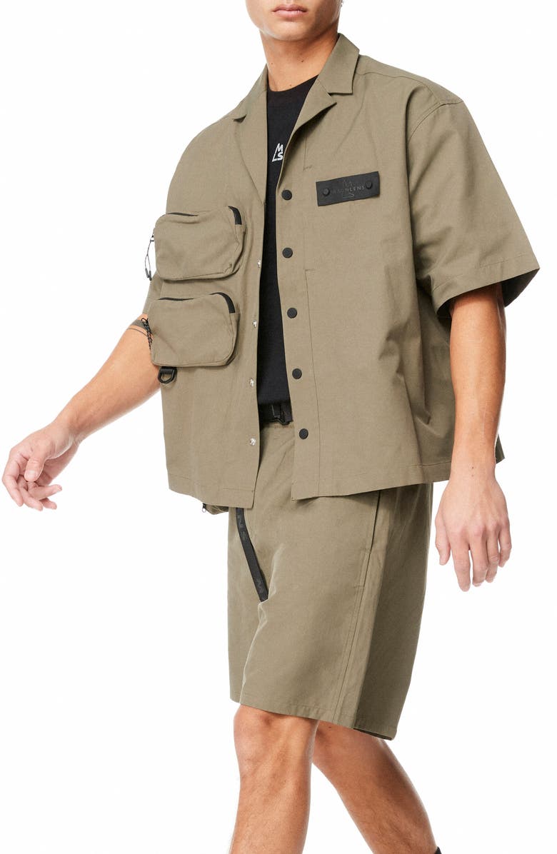 MAGNLENS Cashio Cargo Nylon Camp Shirt, Alternate, color,