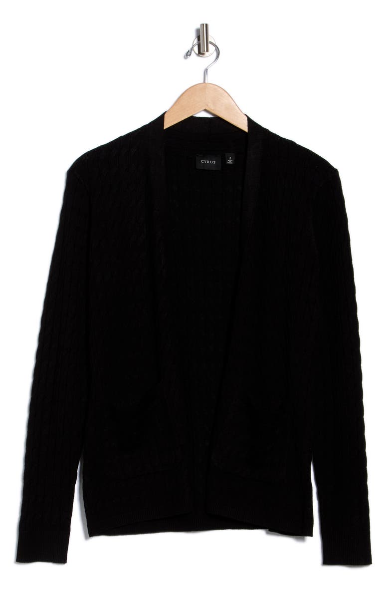 CYRUS Cable Knit Cardigan, Alternate, color, Black