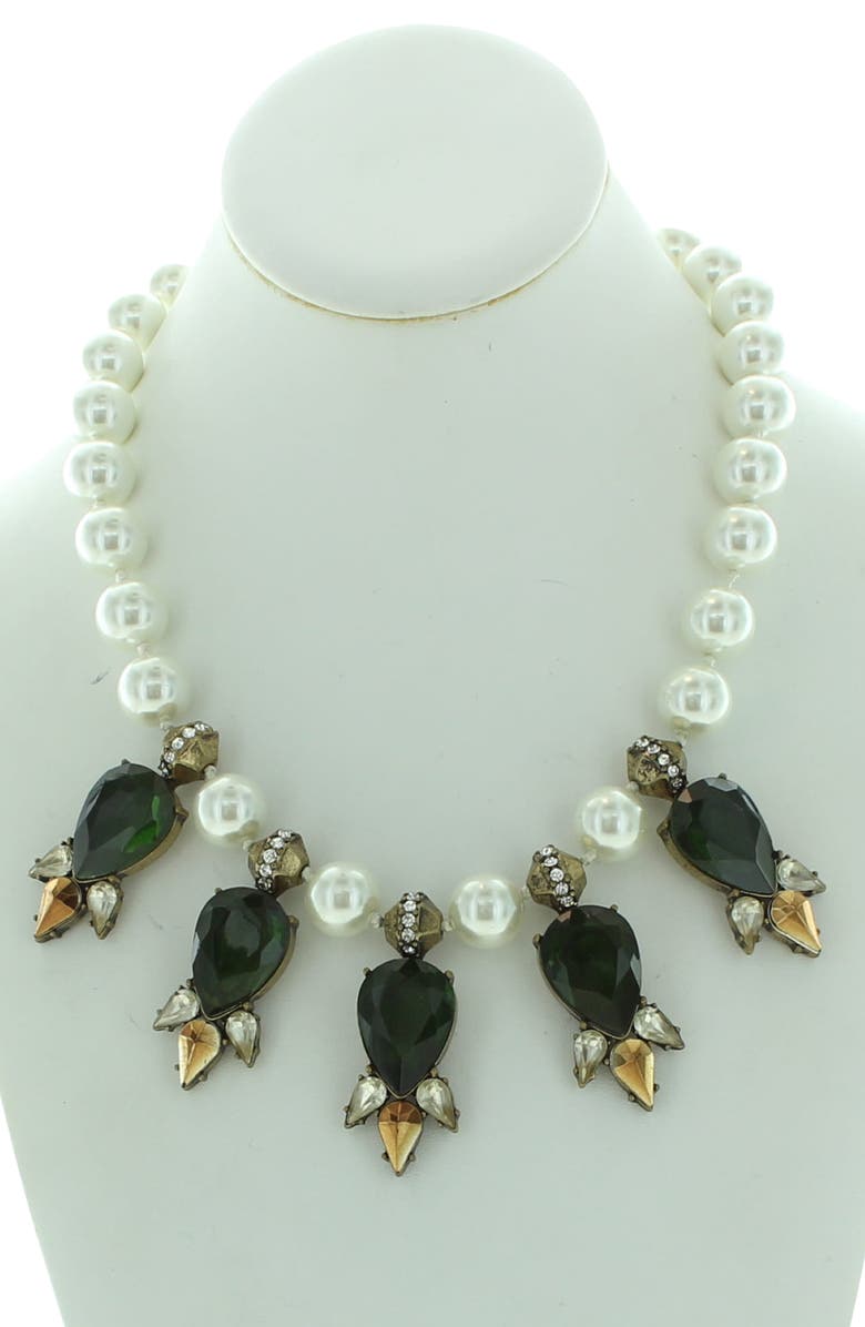 OLIVIA WELLES Gold Plated Crystal & Faux Pearl Collar Necklace, Alternate, color, 