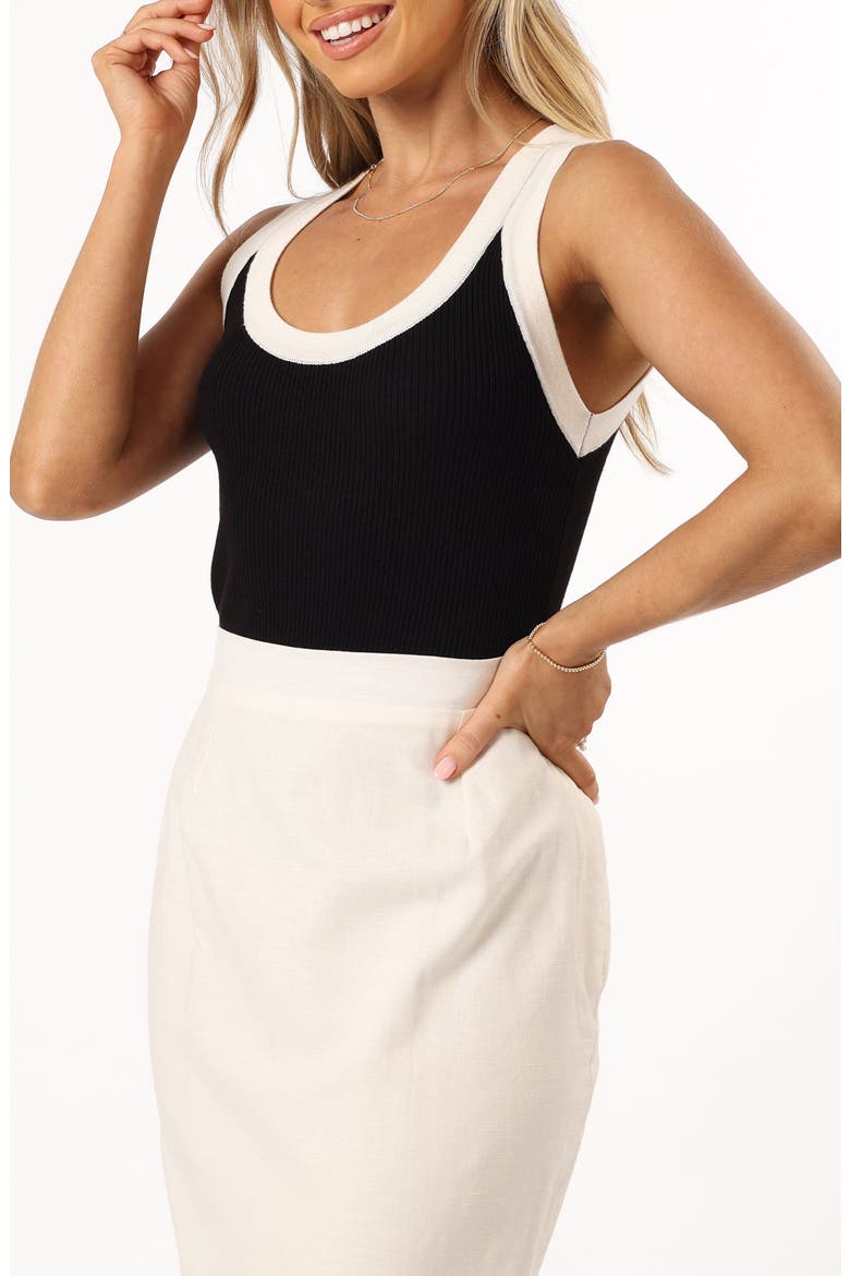 Ellody Contrast Trim Rib Tank, Alternate, color, BLACK