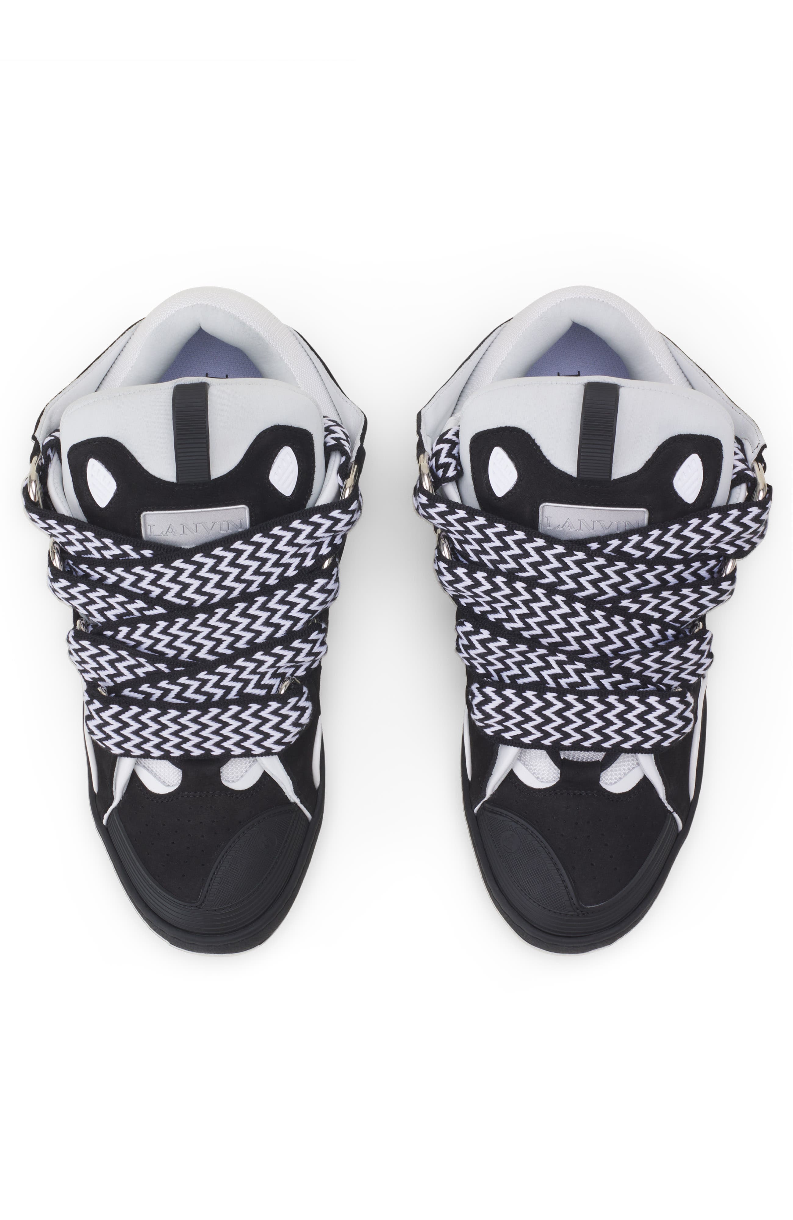 Lanvin Curb Sneakers In Leather, Alternate, color, Black/White