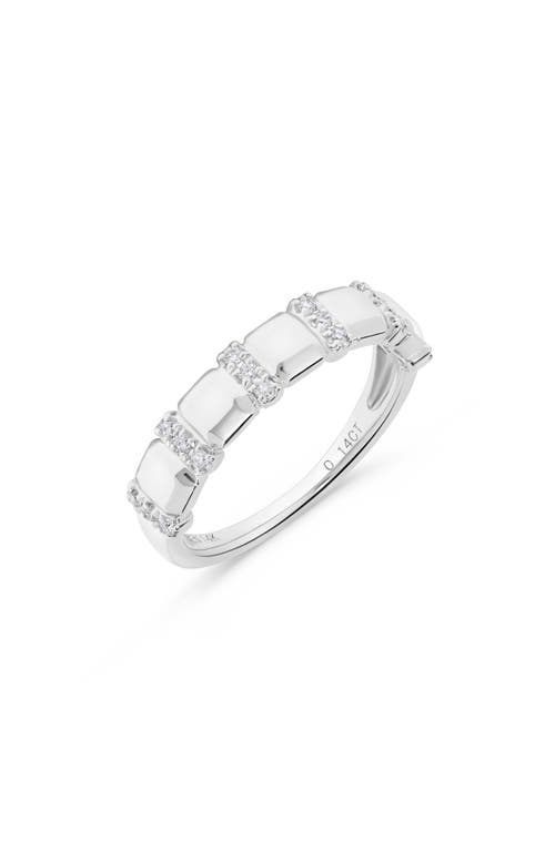 H.j. Namdar 14k White Gold Diamond Bar Cushion Band Ring In Gold