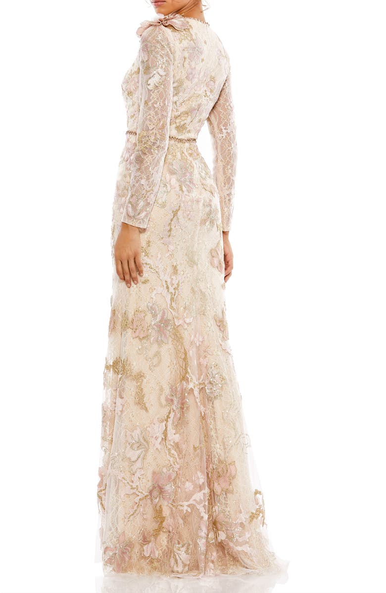 Mac Duggal Floral Embroidered Lace Trumpet Gown, Alternate, color,