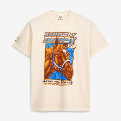 Men's Barstool Golf  Cream 152nd Kentucky Derby Horse T-Shirt