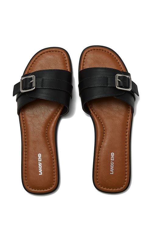 Lands' End Sunshine Slide Sandals In Black