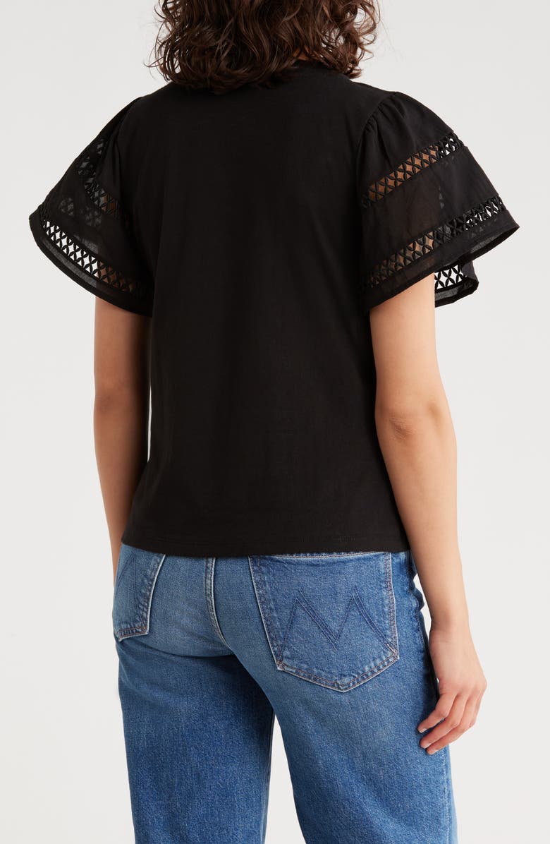 Muse Flutter Sleeve Cotton Top, Alternate, color, Black