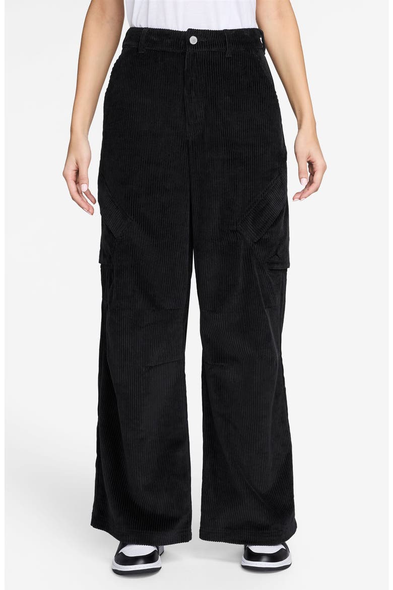 Chicago Wide Leg Cotton Corduroy Cargo Pants, Main, color, BLACK