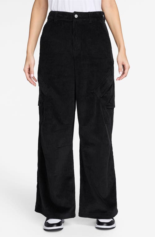 Jordan Chicago Wide Leg Cotton Corduroy Cargo Pants In Black