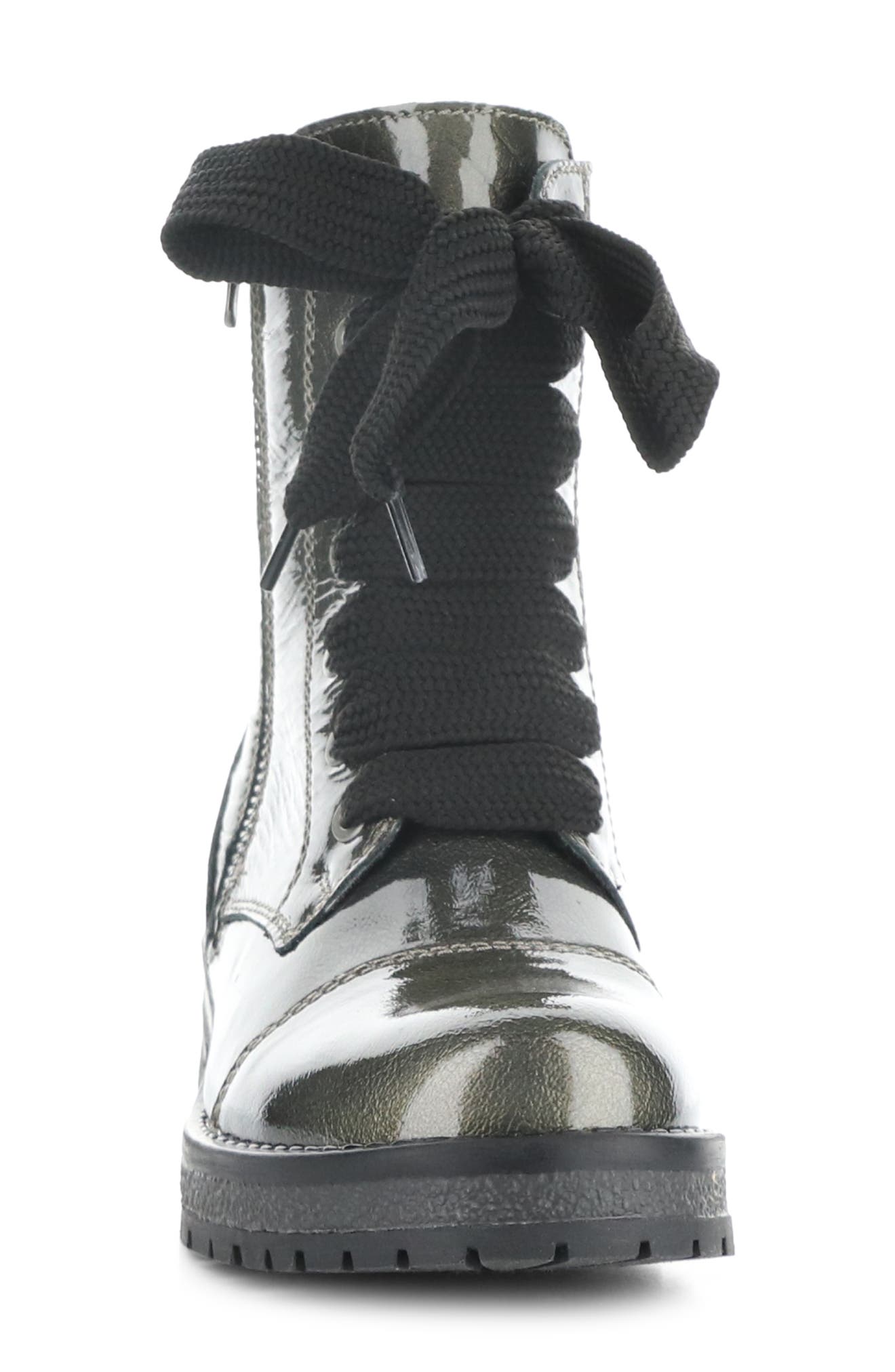 Bos. & Co. Paulie Waterproof Lace-Up Bootie, Alternate, color, Pewter Mascara Patent