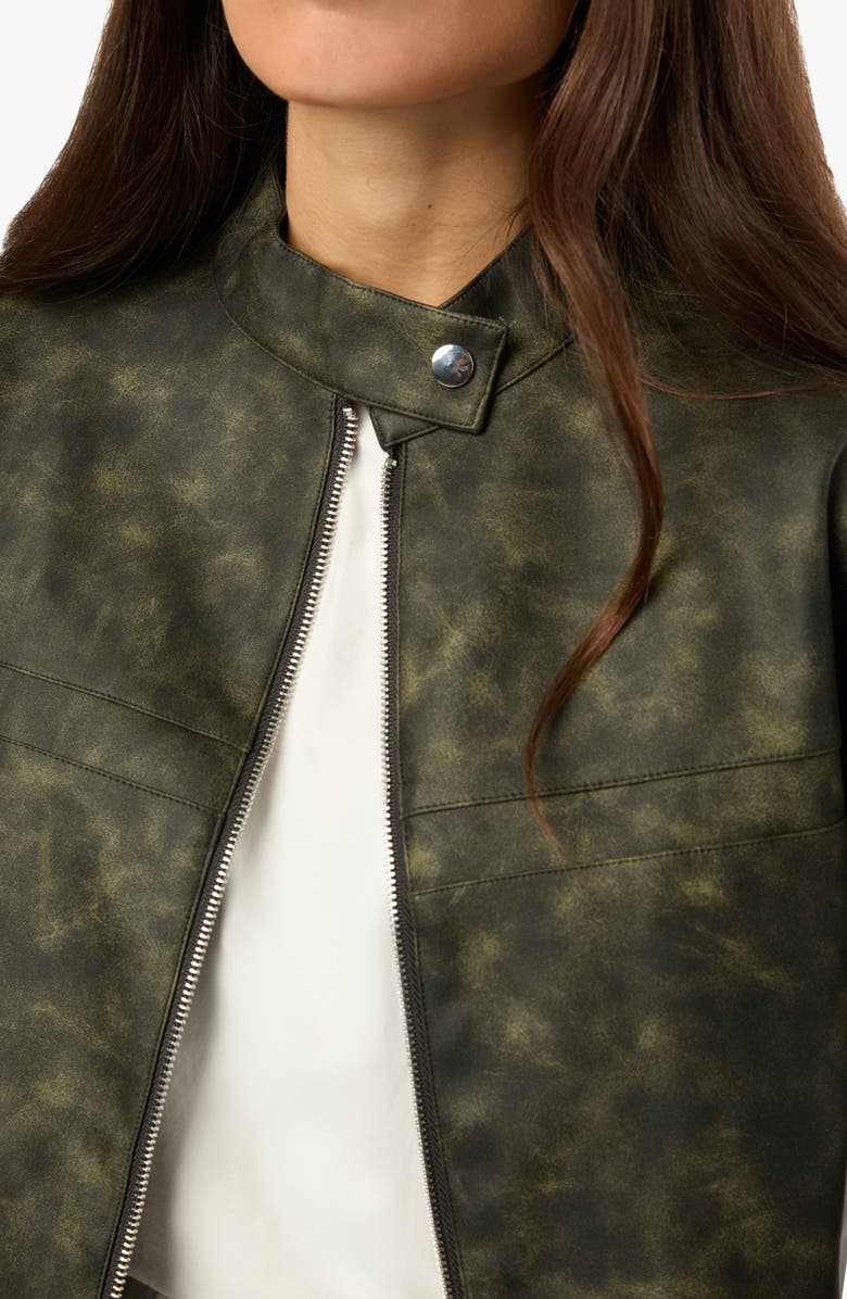 WeWoreWhat Patina Faux Leather Moto Jacket, Alternate, color, Black/ Dark Grey