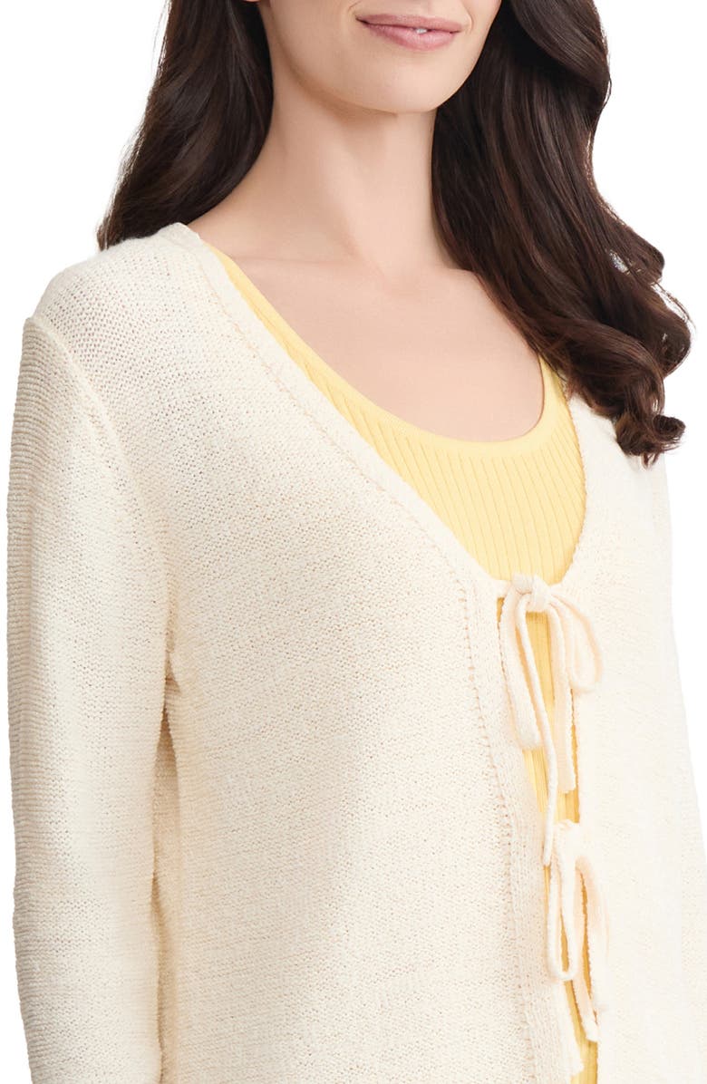 Jones New York Tie Front Cardigan, Alternate, color, White Sand