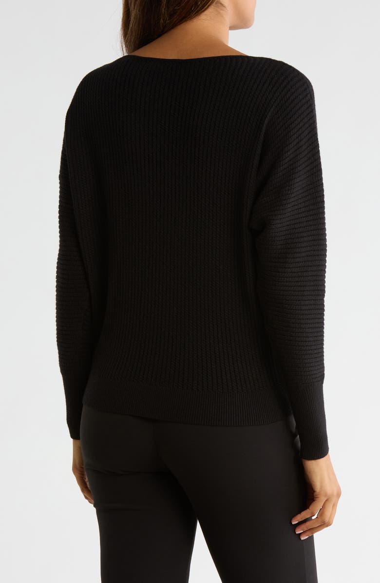 T Tahari Boat Neck Dolman Sleeve Sweater, Alternate, color, Black