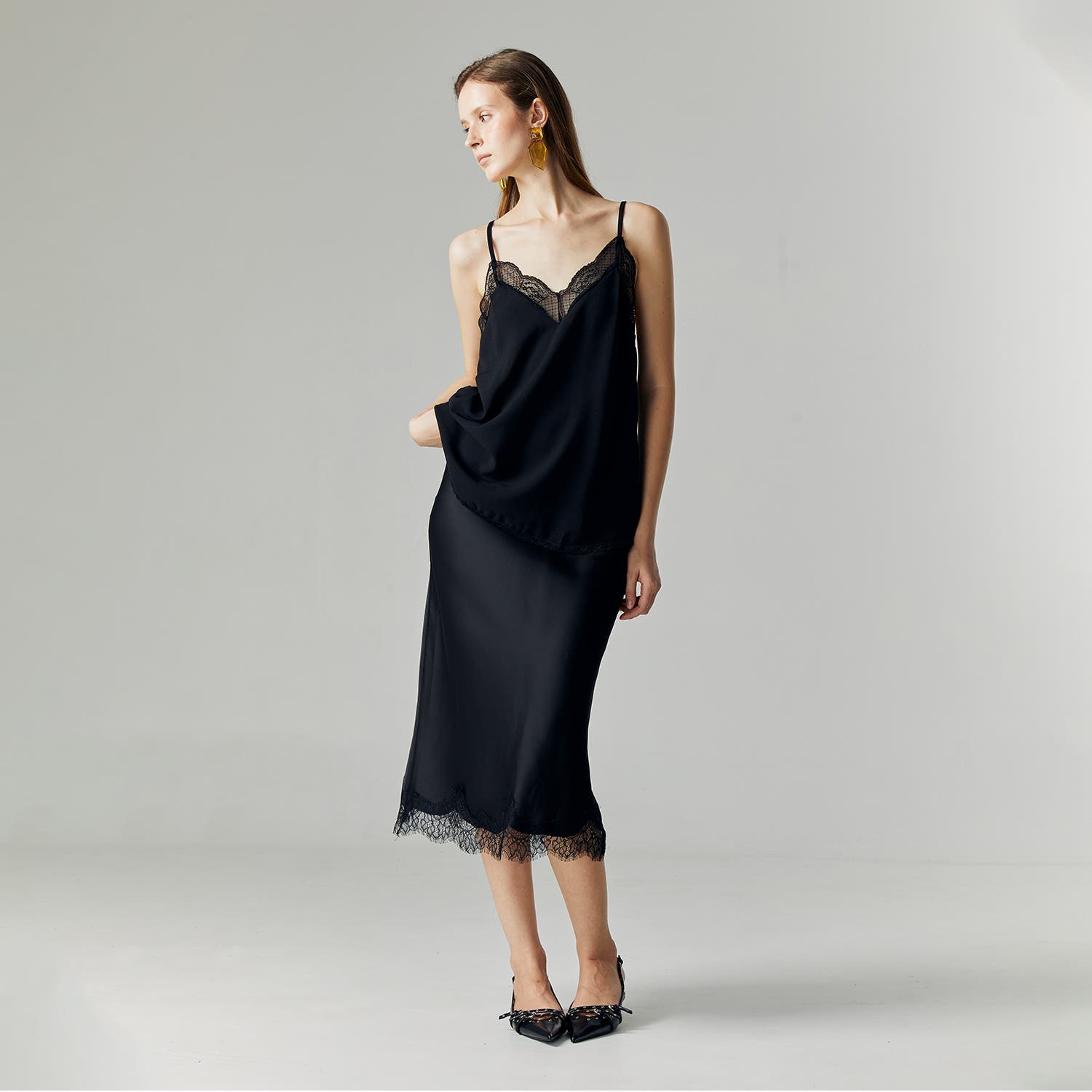 Althea Satin Lace Skirt - image 2