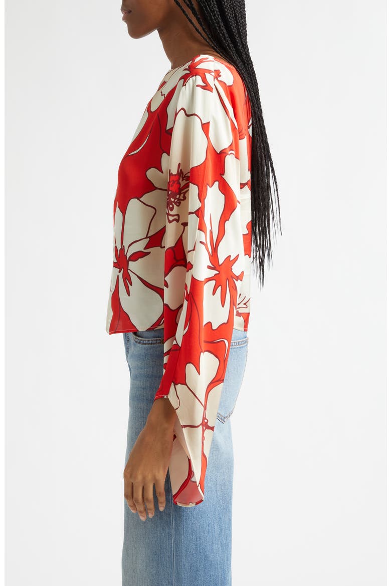Amanda Floral Flare Cuff Top, Alternate, color, CRIMSON FLORAL
