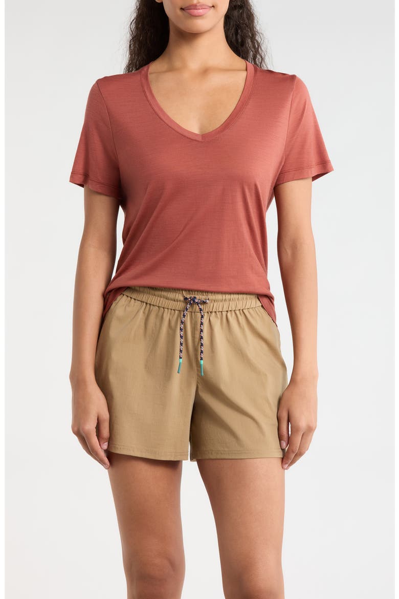Ultralite V-Neck Short Sleeve Merino Wool Blend T-Shirt, Main, color, BURNT SIENNA