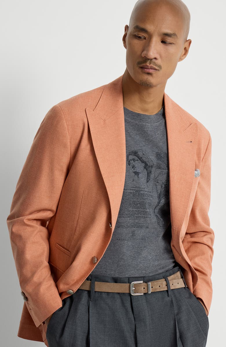 Brunello Cucinelli Blazer with peak lapel, Alternate, color, Apricot