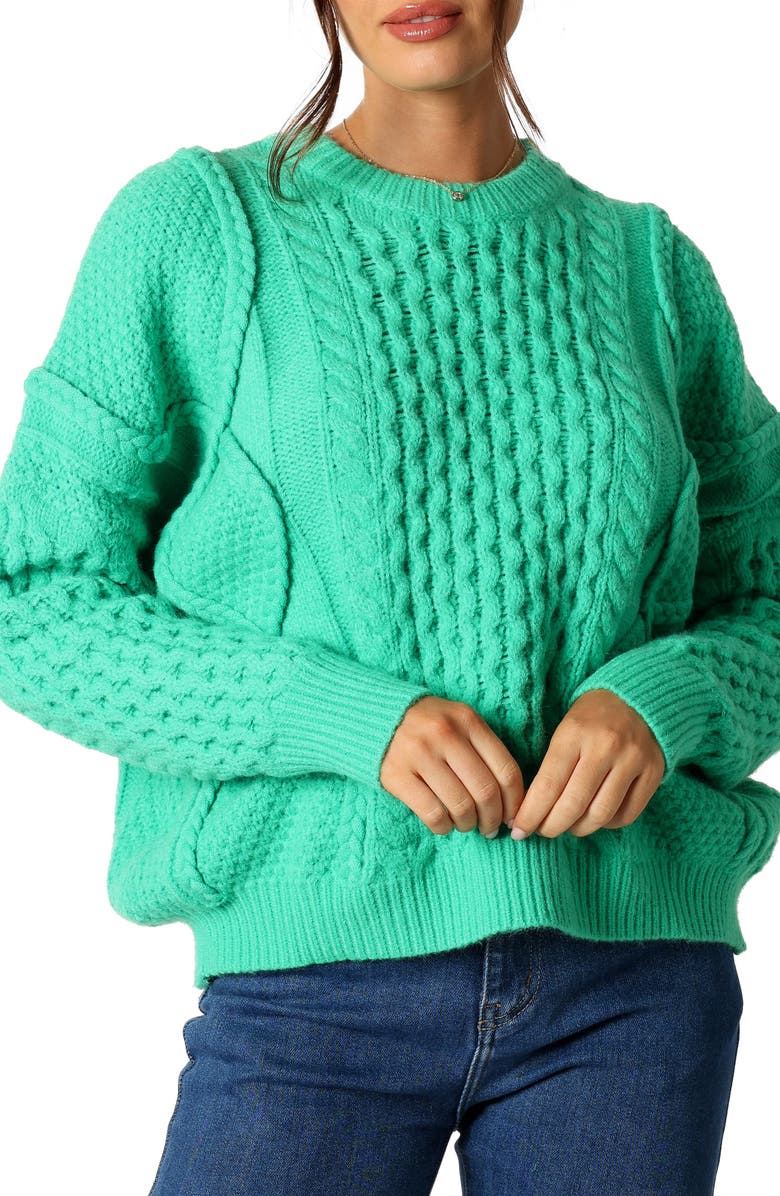 Petal & Pup Bentley Mixed Stitch Oversize Sweater, Main, color, Green