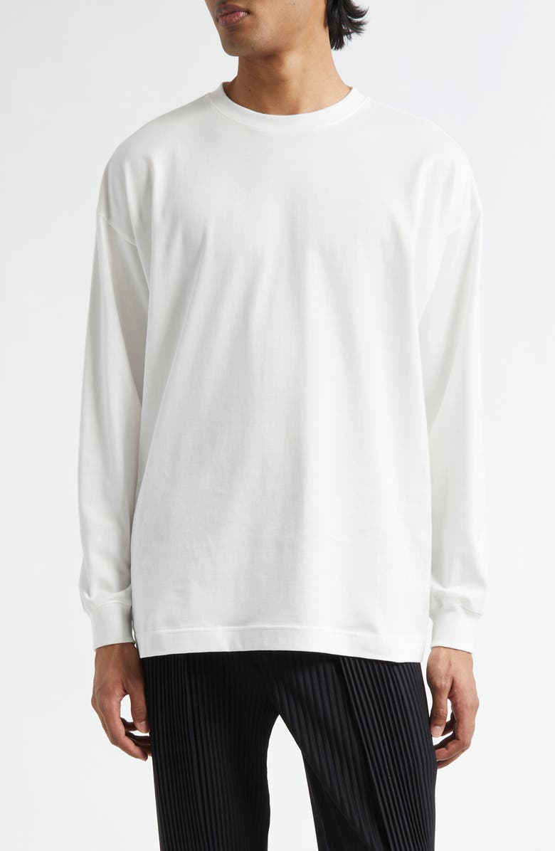 Homme Plissé Issey Miyake Invitation Long Sleeve Graphic T-Shirt, Main, color, White