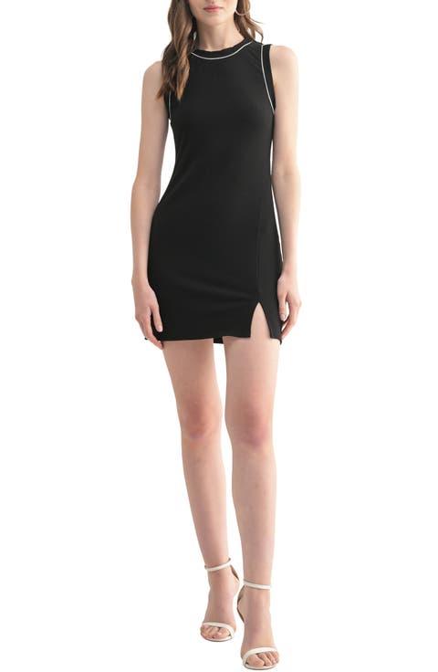 Rib Contrast Piping Minidress